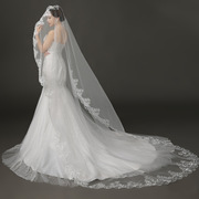 新娘头纱超长婚纱头纱软结婚礼蕾丝拖地3米韩式拖尾头纱
