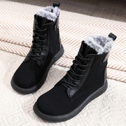 冬季老北京靴子加绒棉靴复古厚底马丁靴筒，帮雪地靴磨砂反毛皮女靴