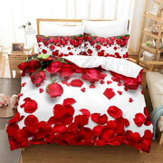 数码打印床上用品婚庆被套床单枕套双人四件套玫瑰花卉印花套件