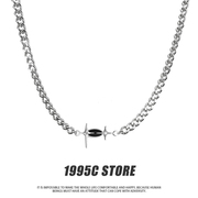 1995C 原创黑色双芒星钛钢项链男女中性风高级感古巴链拼接锁骨链