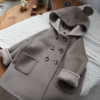 高端定制升级澳洲纯羊毛双面羊绒手工大衣可爱小熊款加厚双色