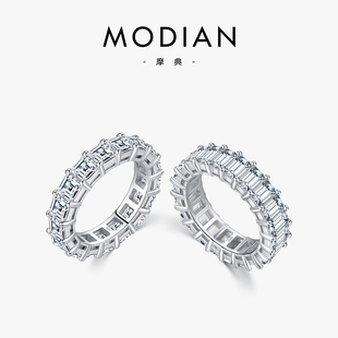 modian摩典925纯银轻奢璀璨锆，石排钻戒指女ins高级感满钻食指指环