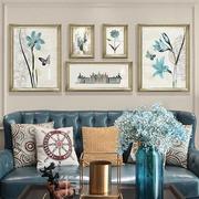 美式油画挂画客厅沙发背景墙装饰画简美轻奢软装花卉组合欧式壁画