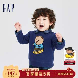 gap婴儿logo布莱纳(布莱纳)抓绒毛衣儿童装针织衫圆领套头上衣719565