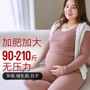 孕妇睡衣秋衣秋裤加肥加大200斤产后哺乳月，子服棉毛衫打底超大码