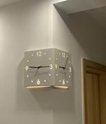 北欧客厅双面时钟挂钟家用时尚简约创意免打孔静音钟转角(钟转角)拐角钟表