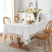 法式浪漫纯色全棉水洗，棉流星雨蕾丝花边茶几台布，餐桌布一件批量