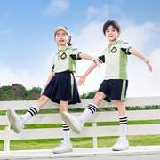校服小学生春秋款班服幼儿园园，服蓝色一年级儿童，夏季绿色短袖套装