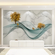 电视背景墙壁纸现代简约立体壁画客厅，装饰高档轻奢风8d影视墙布画