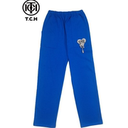 XIA-TCH/S潮牌爱心字母烫钻手工镶钻情侣蓝色直筒长裤S66C209172