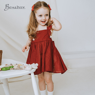 benzdeer韩国24夏女童公主连衣裙上衣背带裙周岁礼服1一2岁女童装