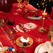 北欧网红格纹红色圣诞桌布防水棉麻茶几，布餐桌(布，餐桌)盖布圆桌布餐厅台布