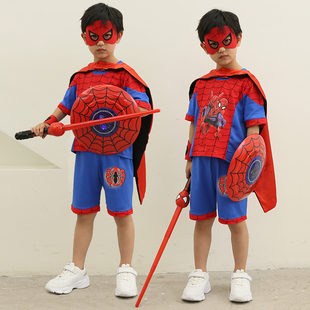 幼儿园六一表演出服蜘蛛侠，儿童套装小孩子cospla角色扮演纯棉衣服
