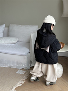 儿童棉服韩版冬季女童字母刺绣连帽棉衣宝宝百搭保暖夹克外套