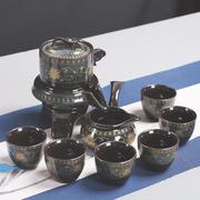 懒人石磨自动旋转出水功夫，茶道套装整套陶瓷，茶壶茶杯时来运转