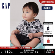 断码gap新生婴儿夏季棉麻，洋气短袖衬衫，短裤两件套599614