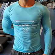 男士健身长袖速干肌肉男紧身衣跑步运动服撸铁训练衣弹性T恤打底