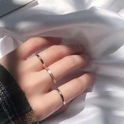 网红玫瑰金三生(金三生)三世钛钢素圈食指戒指，女时尚个性iins潮不掉色饰品