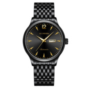 男士 日历精钢条钉表盘全自动机械手表时尚酷黑面商务腕表饰品