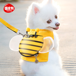 小蜜蜂短款背心小狗狗牵引绳衣服夏季薄款宠物泰迪比熊猫咪小型犬