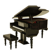 大尺寸钢琴模型摆件黑白色刻字木质，八音盒钢琴音乐盒创意生日礼物