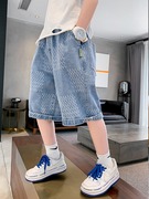 儿童装男童夏装裤子短裤，2024中大童夏季中裤，薄款夏款牛仔裤潮