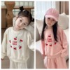 女童两色樱桃印花休闲运动套装 幼儿园穿搭卫衣套装 24春夏