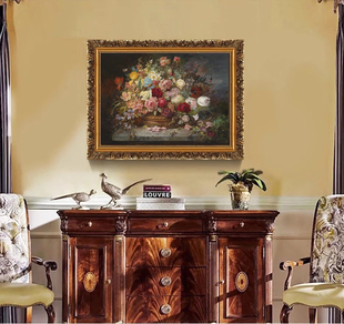 欧式有框画客厅装饰画古典花卉喷绘油画 卧室挂画玄关 墙画