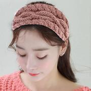 韩国宽边发带秋冬毛线，发箍女网红洗脸束头带，简约头饰遮发头套发饰