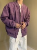 美式复古秋冬小众高级感街头飞行机车紫色夹克，上衣男潮牌宽松外套