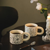 法式奶油色鸢尾花陶瓷，马克杯咖啡水杯，茶杯牛奶早餐杯好看高颜值