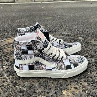 白菜 VANS SK8-HI 花卉棋盘格拼接高帮女鞋板鞋VN0A32QG9FY