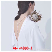 红润珍珠天然珍珠毛衣链一款多戴8-9mm精致饱满白透粉毛衣链