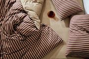 全棉天竺棉被套单件纯棉深紫驼色，条纹针织棉，被罩单人双人220×240