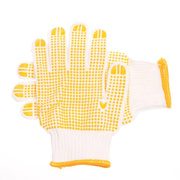 工人工作手套劳保白棉纱线手套，耐磨防滑尼龙，手套加厚点胶点塑浸胶
