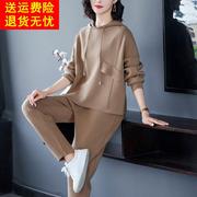 洋气减龄连帽针织运动套装女士春秋时尚休闲运动服厚毛衣两件套潮