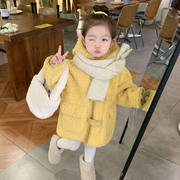 宝宝仿羊羔绒大衣6加厚韩版2儿童，毛毛衣(毛毛衣，)加绒冬装5女童外套洋气7岁