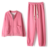 春秋季时尚粉色棒球服运动套装女2024宽松洋气学生休闲两件套