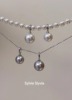 施家奥地利强光单颗银灰珍珠吊坠万能扣S925纯银项链简约高级感女