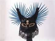 夸张狐狸猫高档蕾丝全脸唱歌假面罩，成人舞台舞会演出万圣节面具女