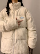 XF米白色高级肌理感棉袄女超好看立领外套今年流行保暖冬装棉