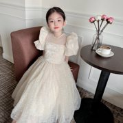 阿米童装夏季bling亮片公主裙儿童节礼服裙生日表演出女童连衣裙