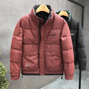 香港酒红色洋派羽绒服男款冬季立领保暖外套2023冬装男士上衣