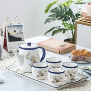 简约茶具套装陶瓷田园风欧式咖啡杯家用茶杯下午茶具带杯架创意