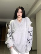 日系慵懒风复古毛衣女2023春季韩版小众设计感美式宽松上衣潮
