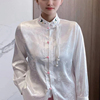 立领领口刺绣中式唐装时尚改良白色衬衫女百搭内搭外穿衬衣