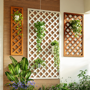 实木壁挂式月季墙面户外墙上装饰防腐木，网格架阳台花架植物爬藤架