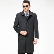 冬中老年男季士暖羊绒大衣长，款休保闲上衣，商务外套爸爸装男款