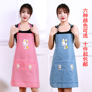 厨房围裙韩版时尚可爱卡通情侣围裙防水工作广告围裙定制印字