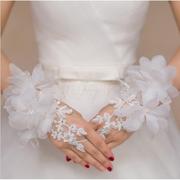 新娘韩式手套结婚婚纱礼服，露指手套红色短款手套，水溶蕾丝